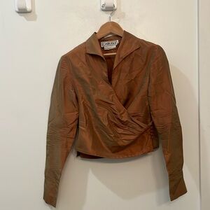 VINTAGE Carlisle Wrap Top 100% Silk SZ 4 Bronze